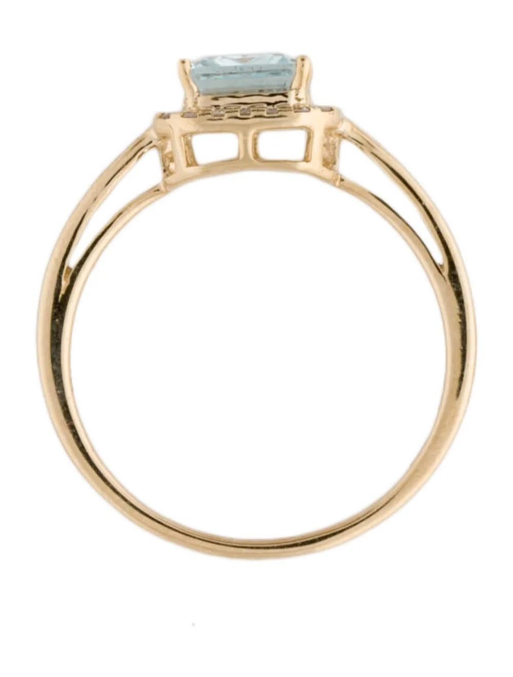 Women's 14K Aquamarine & Diamond Halo Ring 1.34ct - Size 7 - Elegant Blue Gemstone