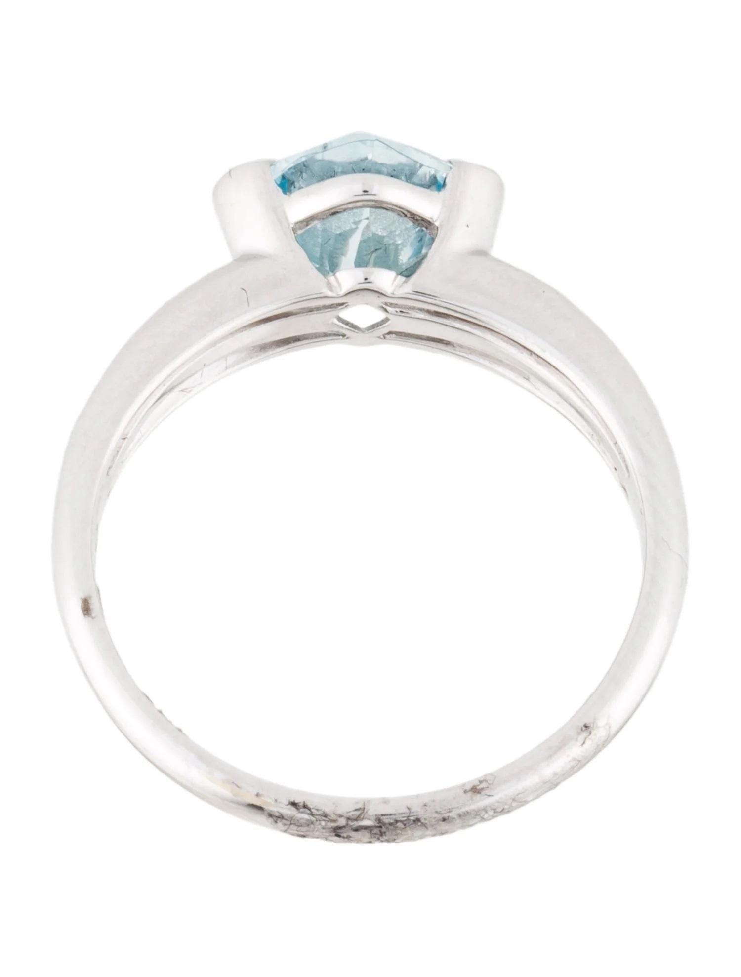 14K Aquamarine & Diamond Ring  Cushion Aquamarine  Rhodium-Plated White Gold In New Condition For Sale In Holtsville, NY