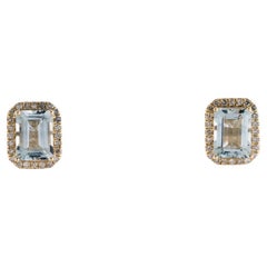 14K Aigue-marine & Diamant Elegance 2.76ctw - Elegant Blue Gemstone, Luxury