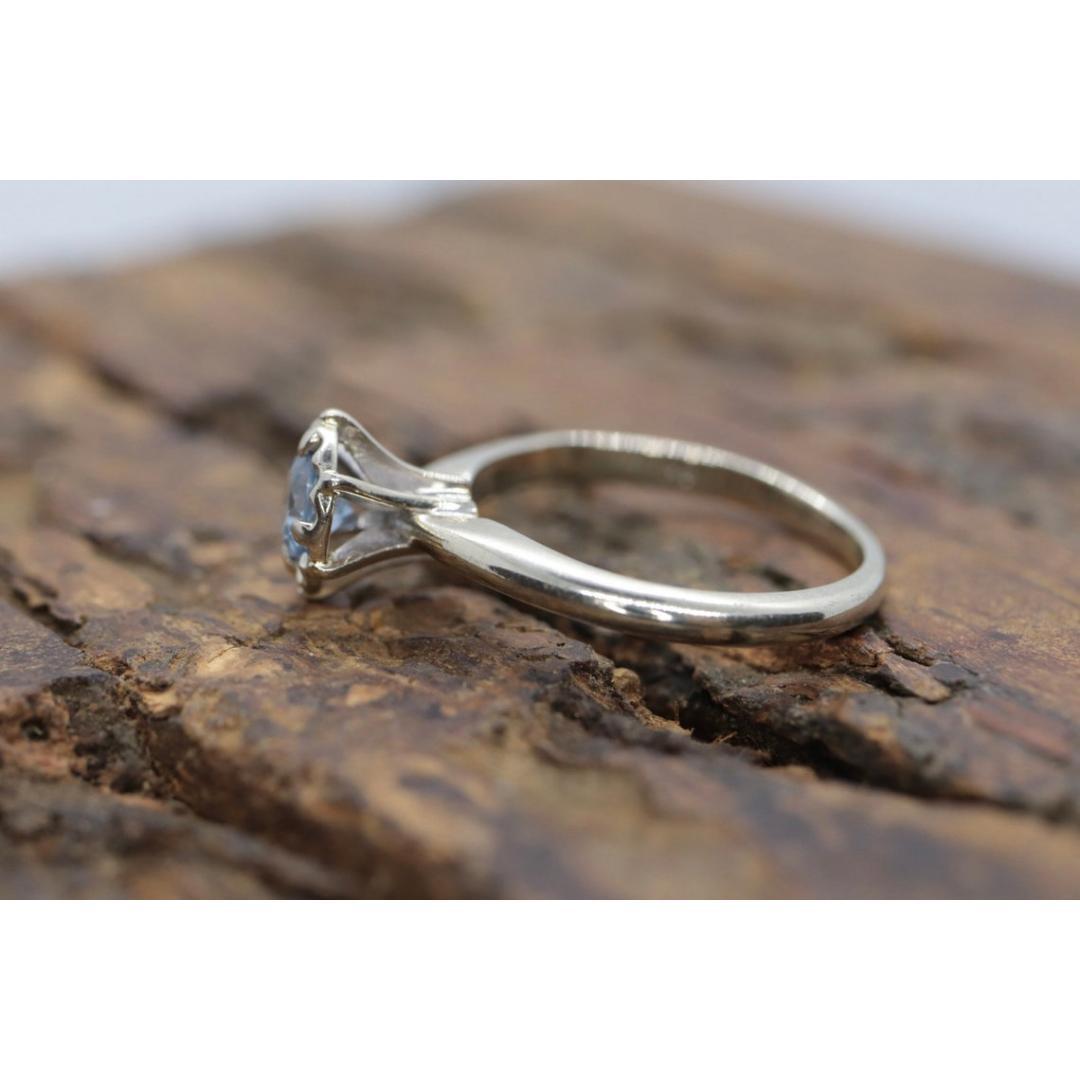 14k Aquamarine ring. Round Aquamarine solitaire ring. Flush set. Engagement Ring For Sale 5
