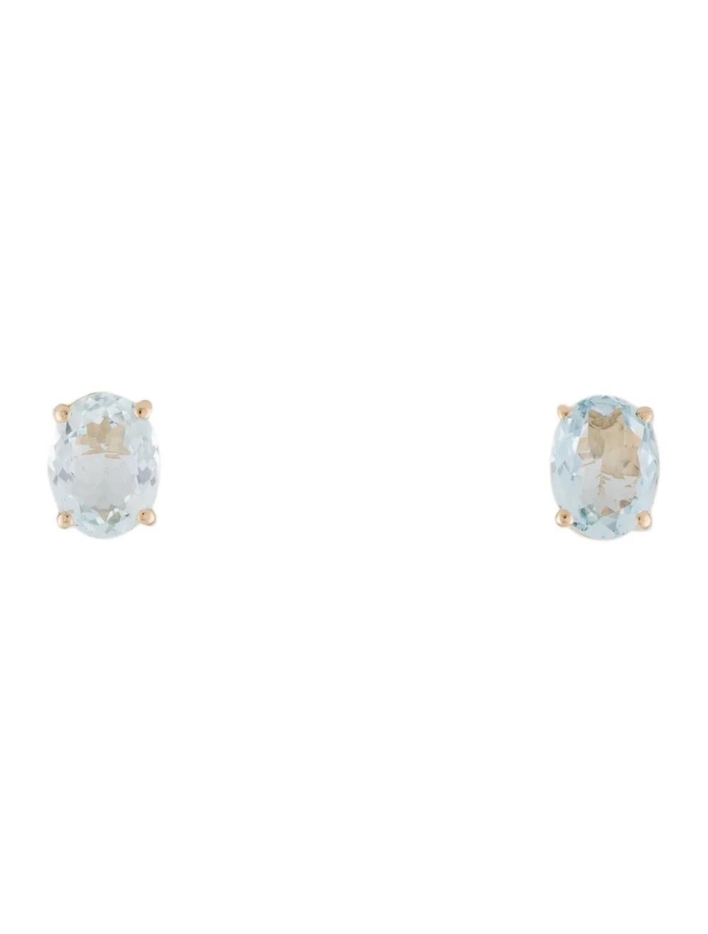 Elevate your elegance with these stunning 14K yellow gold stud earrings, featuring captivating oval aquamarines. Crafted with meticulous attention to detail, these earrings exude sophistication and timeless beauty.

Specifications:

* Metal Type: