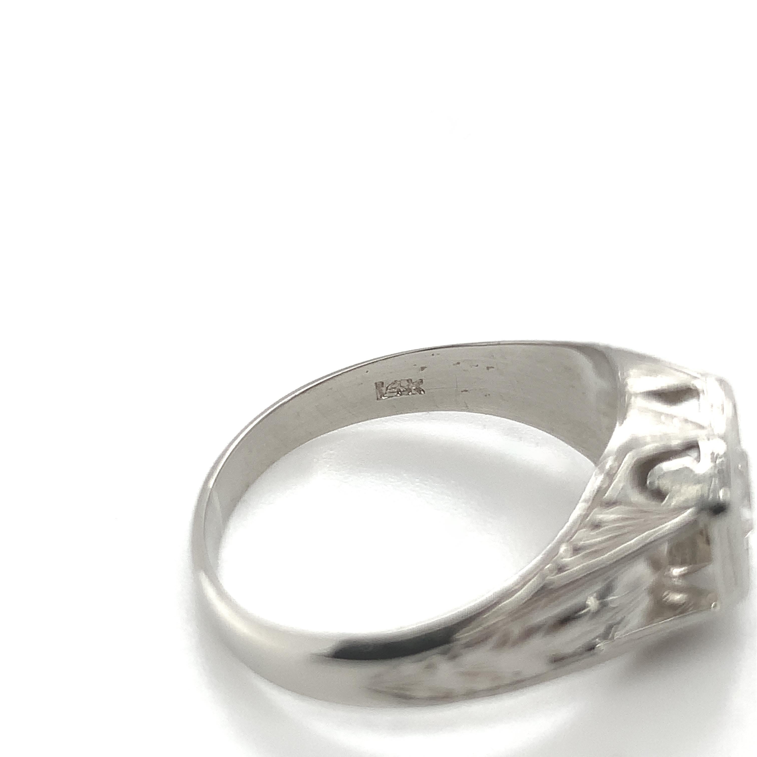 14K Art Deco .44ct Diamond Men's Ring with GIA Report 3