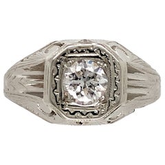 14K Art Deco .44ct Diamond Men's Ring with GIA Report