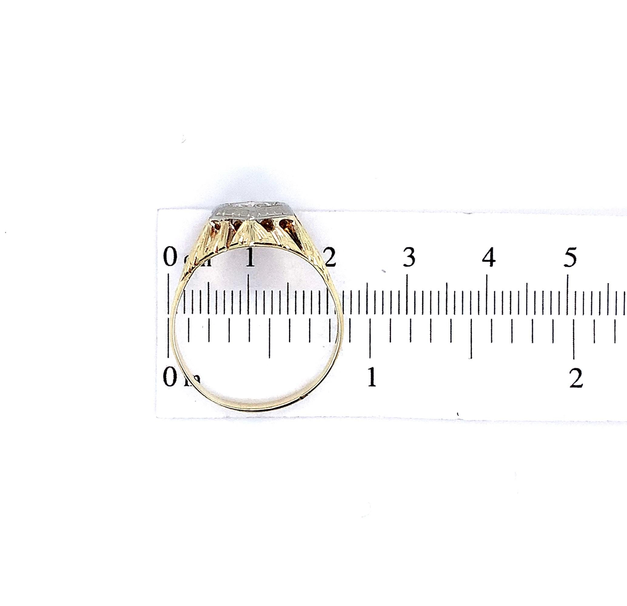 14K Art Deco .66ct Diamond Men's Ring In Good Condition In Big Bend, WI