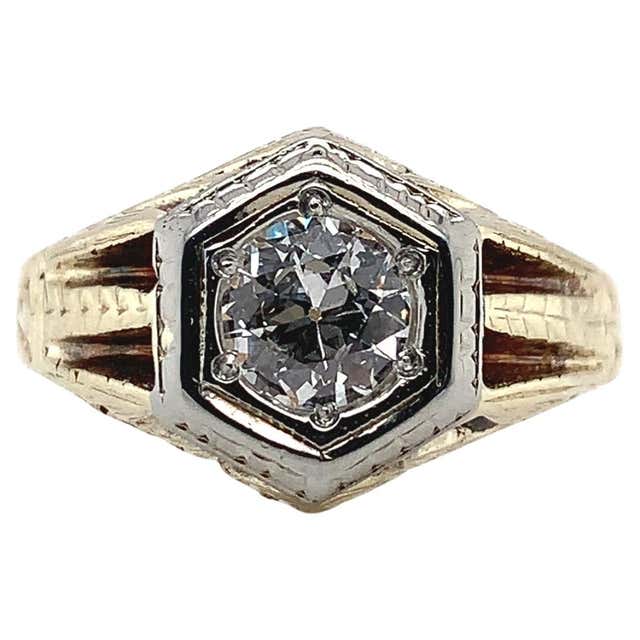 14K Art Deco .66ct Diamond Men's Ring at 1stDibs