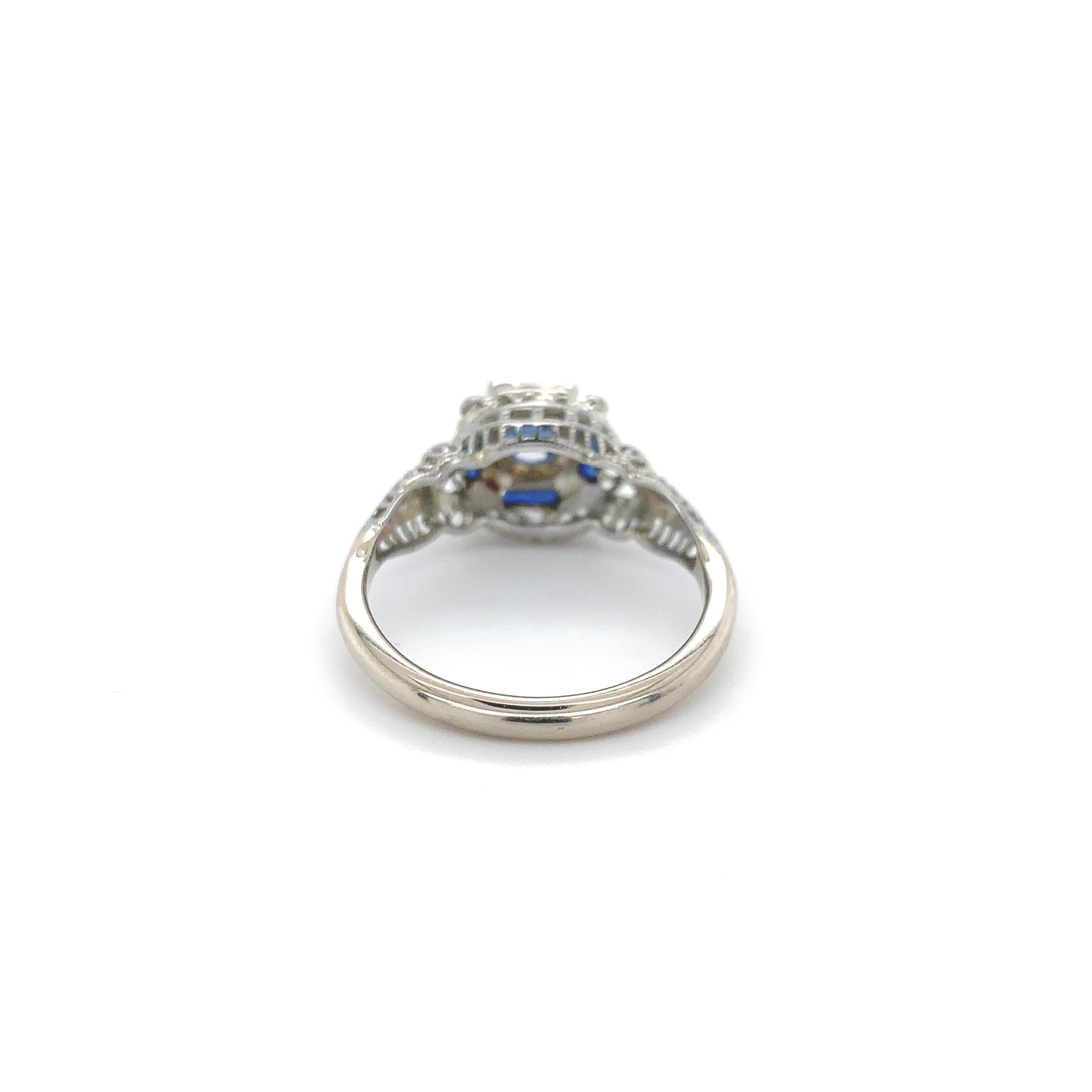 14K Art Deco Filigree .57ct Blue Sapphire Ring Bon état - En vente à Big Bend, WI