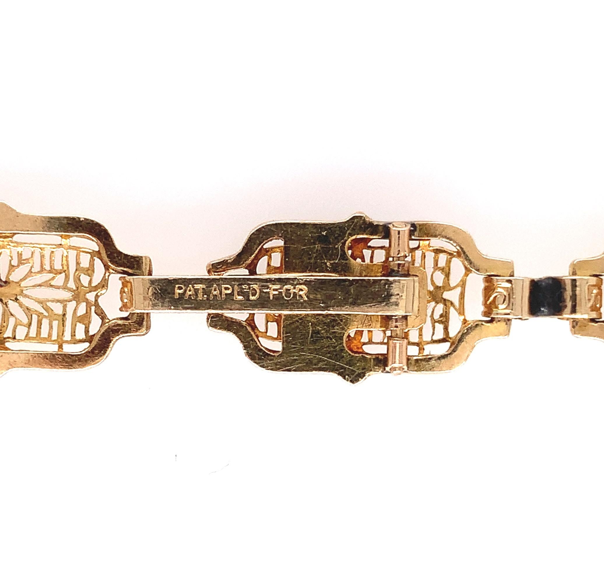 14K Art Deco filigrane Jadeit Jade Halskette GIA im Zustand „Gut“ im Angebot in Big Bend, WI