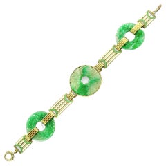 Bracelet à maillons Art Déco en jade et émail 14 carats de Wordley, Allsopp & Bliss