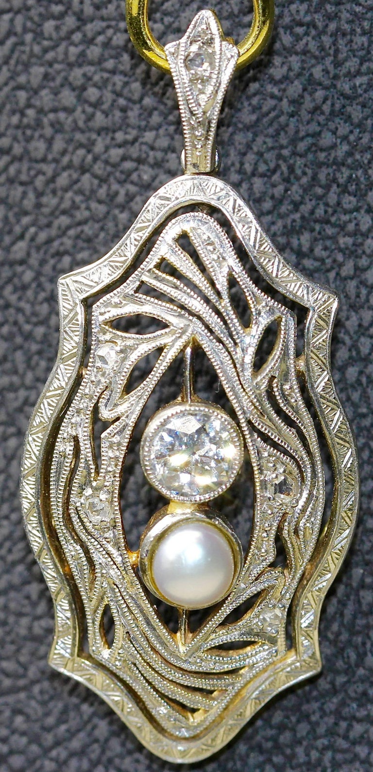 14K Art Deco Necklace Enhancer, pendant, Gold, With Diamonds and South