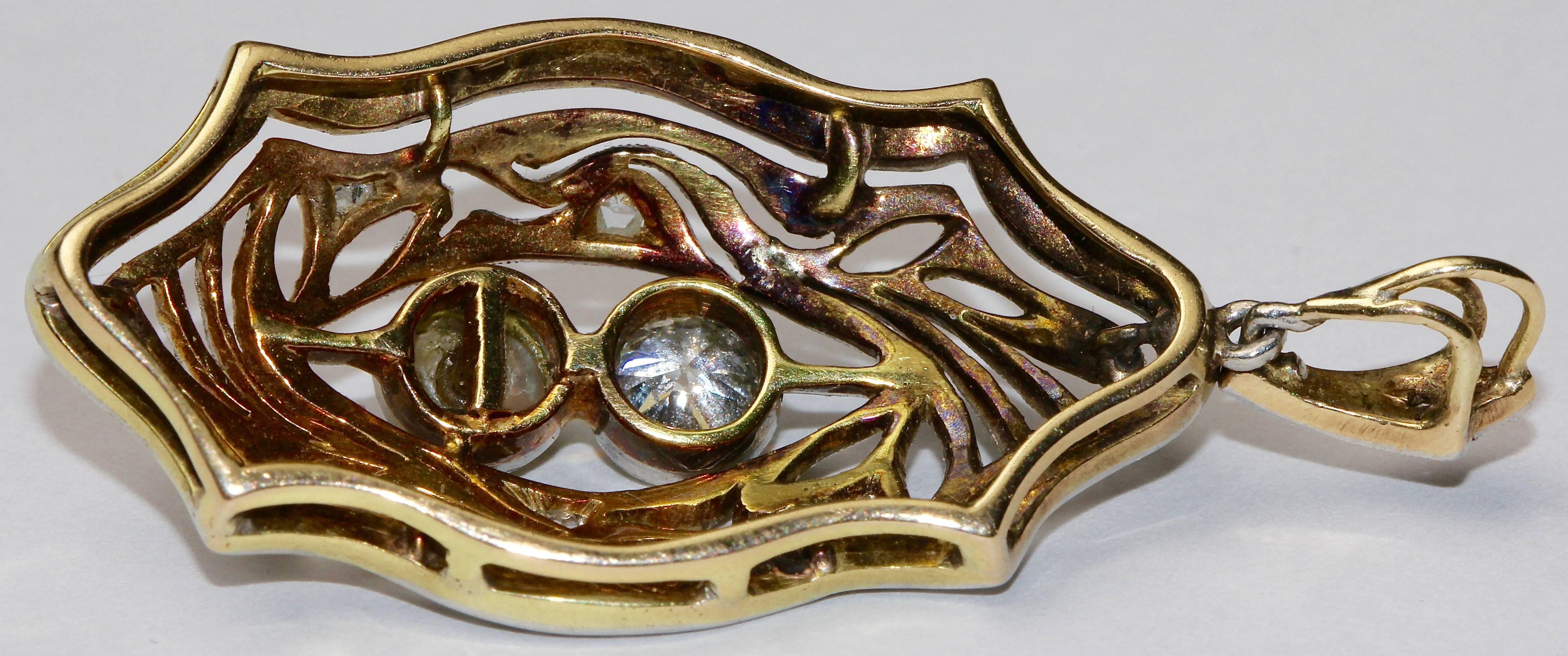 14K Art Deco Halskette Enhancer, Anhänger, Gold, mit Diamanten und Südseeperlen im Zustand „Hervorragend“ im Angebot in Berlin, DE
