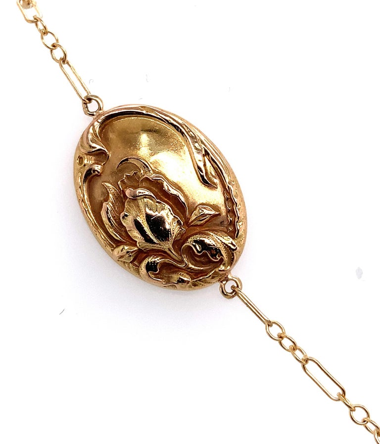 14K Art Nouveau Iris Necklace For Sale at 1stDibs
