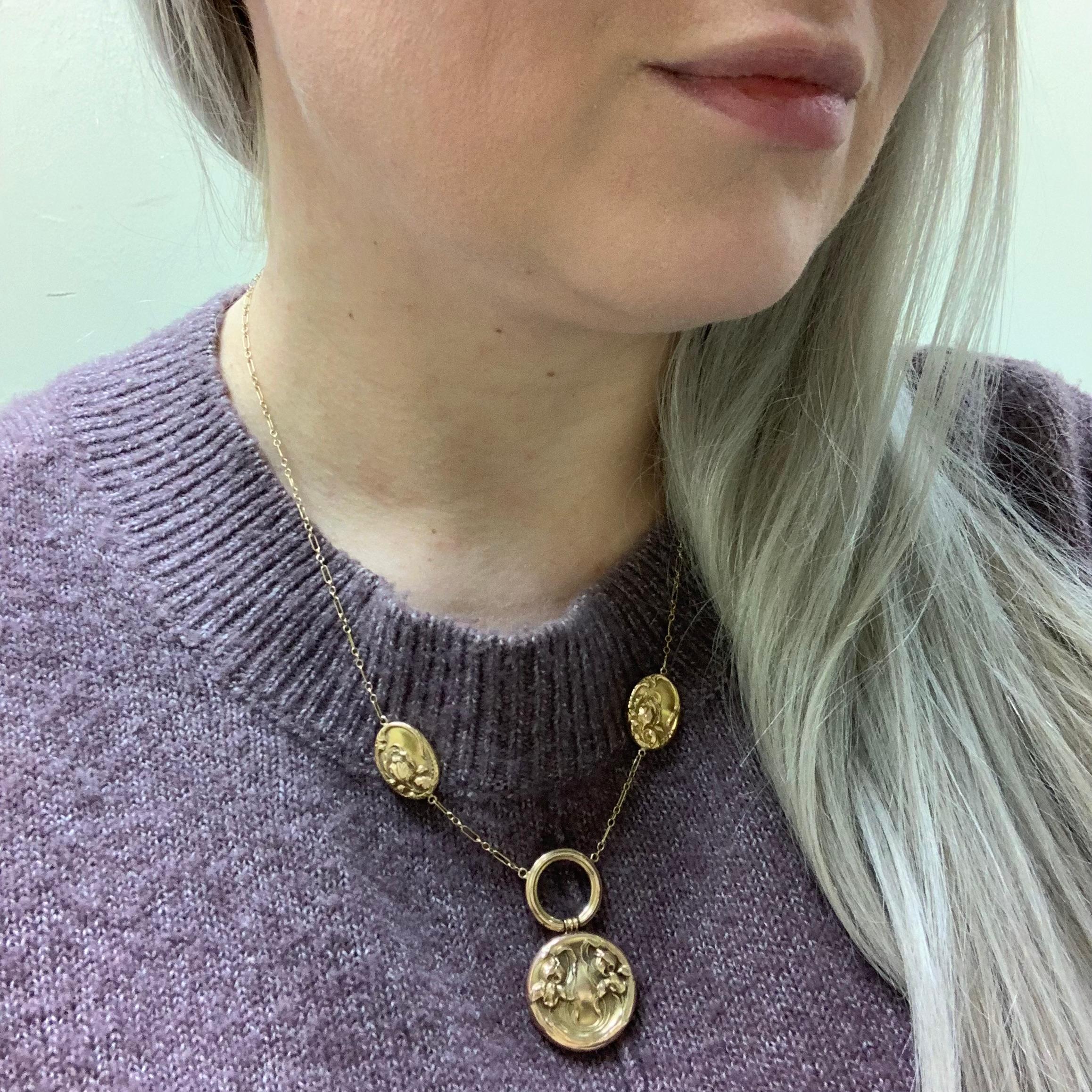Collana Iris Art Nouveau 14K in vendita 4