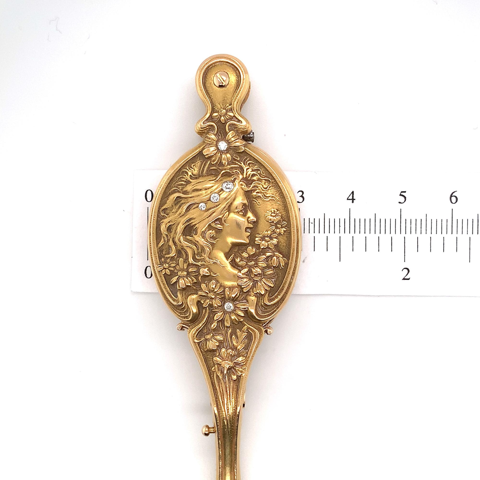 Verres d'opéra Krementz 14 carats Art Nouveau Lorgnette en vente 4