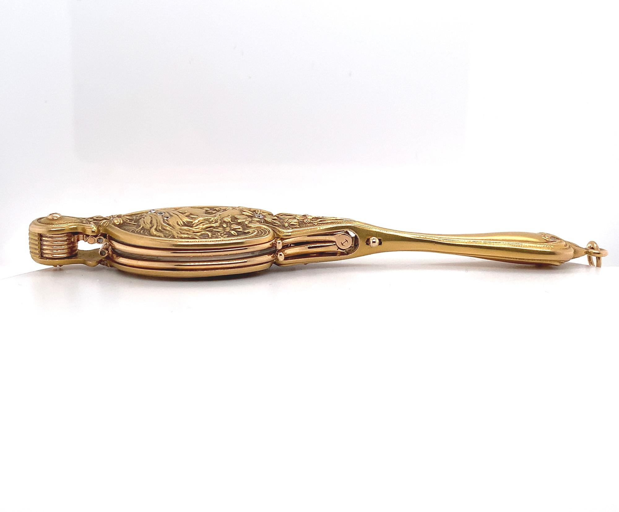 Verres d'opéra Krementz 14 carats Art Nouveau Lorgnette Unisexe en vente