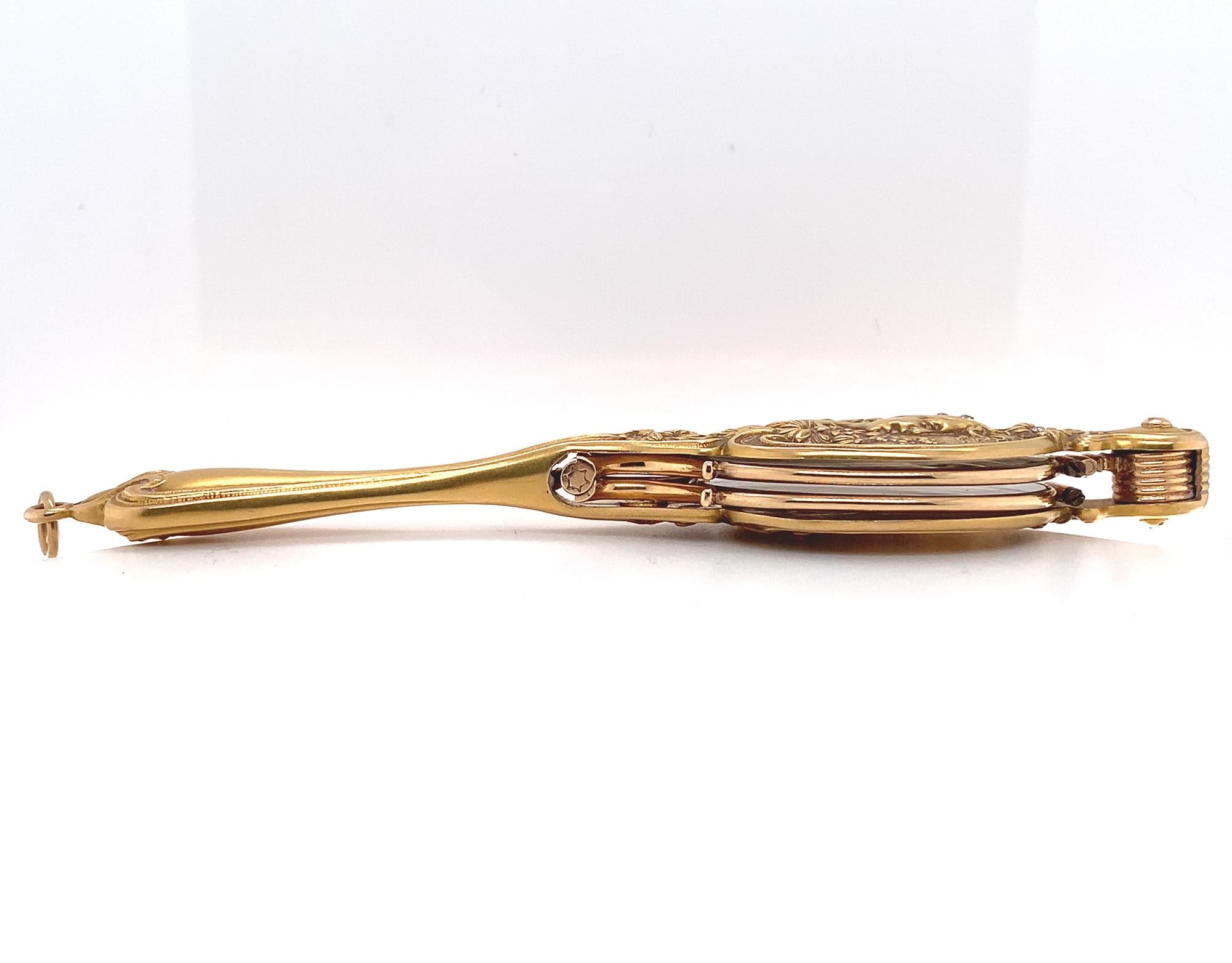 14K Art Nouveau Krementz Opera Glasses Lorgnette In Good Condition For Sale In Big Bend, WI