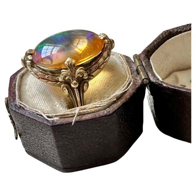 Ivylis Art Nouveau Dragonfly and Ivy Opal and Rose Cut Diamond Ring For Sale ...