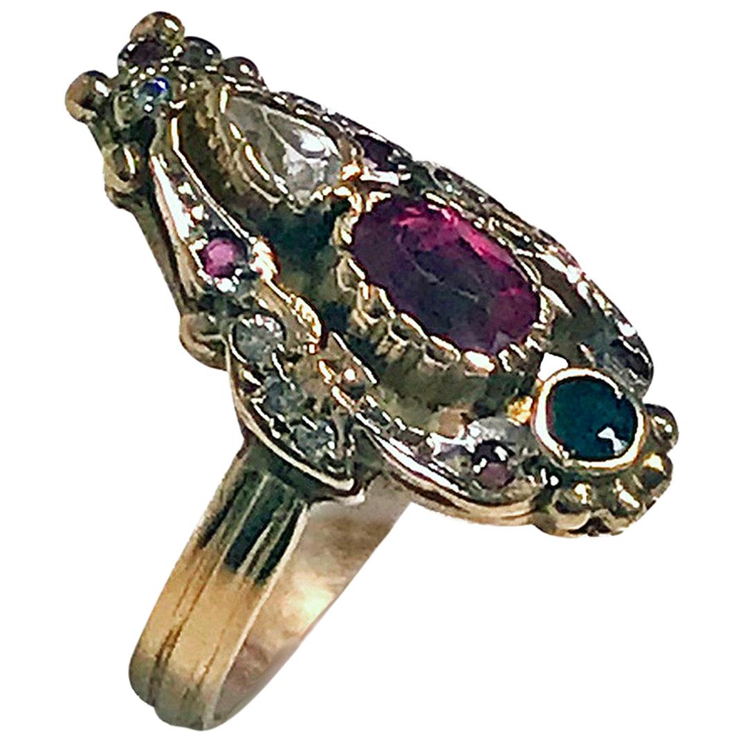 14 Karat Art Nouveau Style Paste Ring, circa 1930