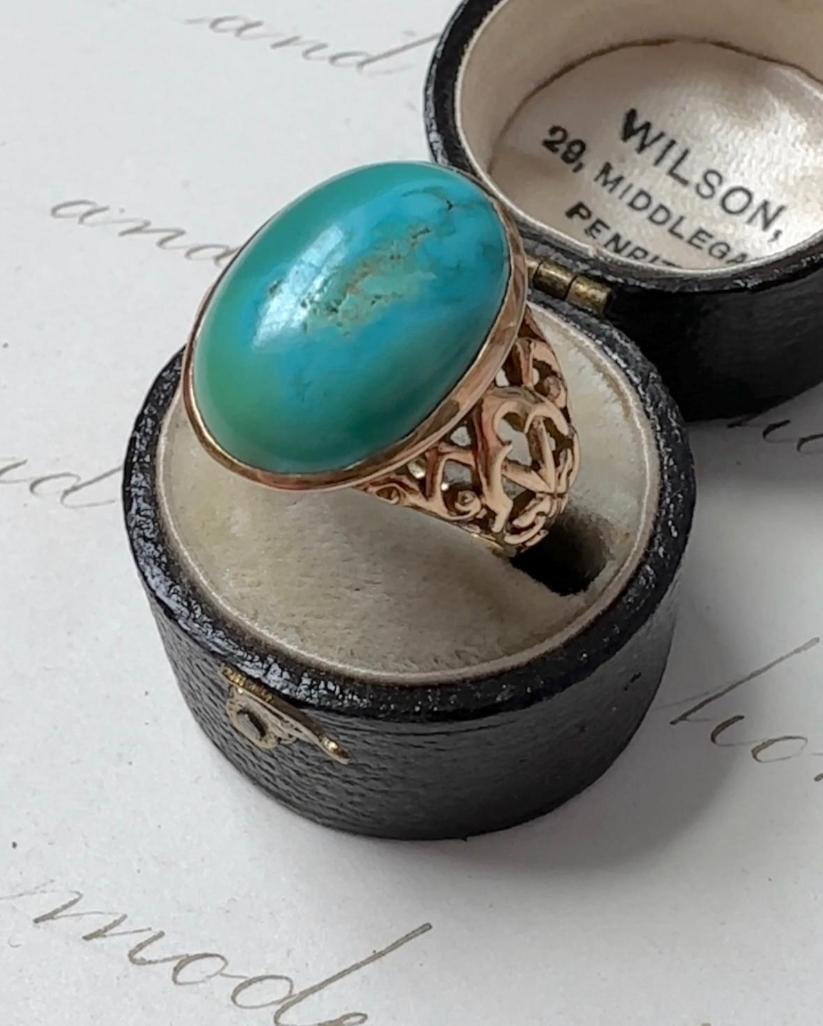 14K Art Nouveau Turquoise Ring 1