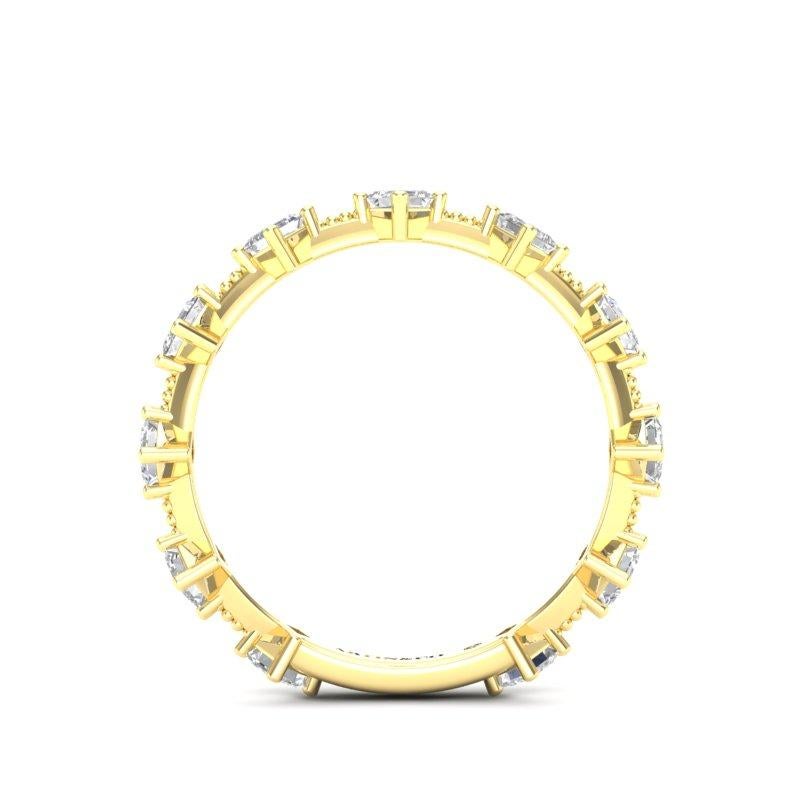 14K Asscher-Schliff Diamant-Hochzeits-/Stapelbarer Ring im Angebot 1