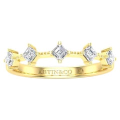 14K Asscher-cut Diamond Wedding/Stackable Ring