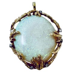 14K Australian Opal & Diamond Accent White Gold Pendant