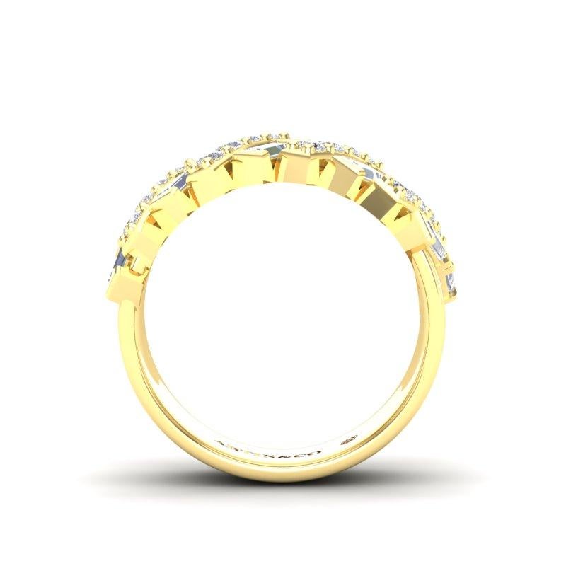 14k Yellow Gold Round & Baguette diamond ring/Wedding Band For Sale 1