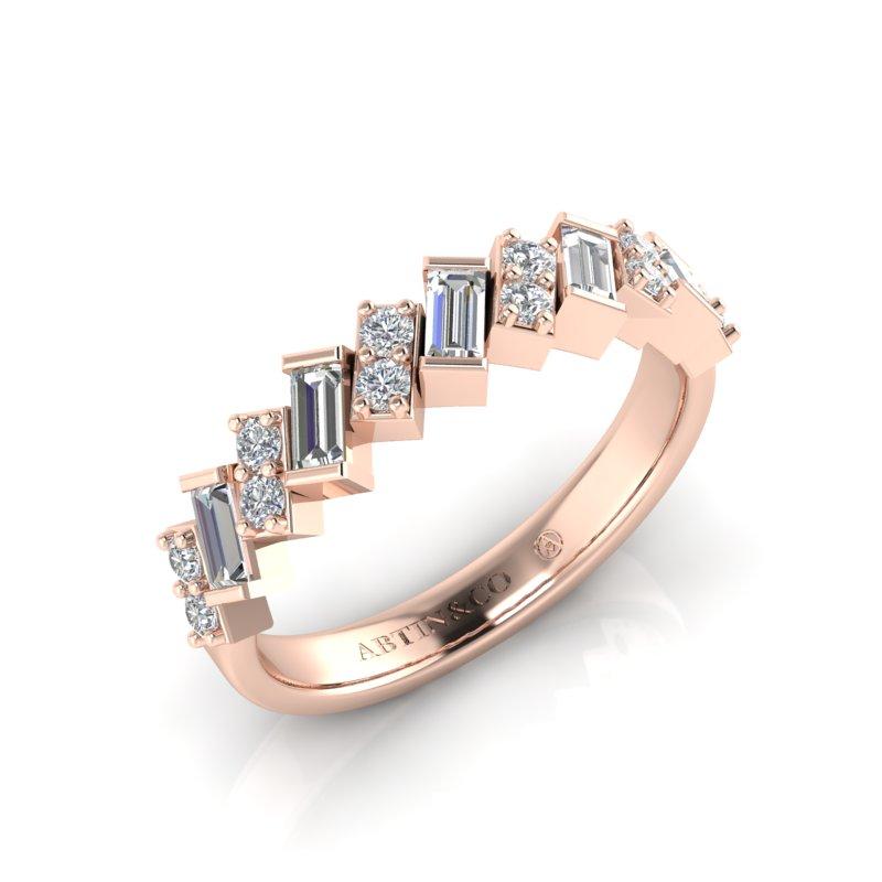 14K Baguette & diamant rond Alliance de mariage et d'anniversaire Pour femmes en vente