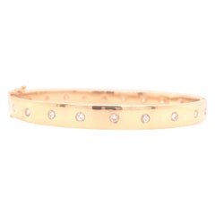 14k Bangle with Bevel Set Diamonds Yellow Gold