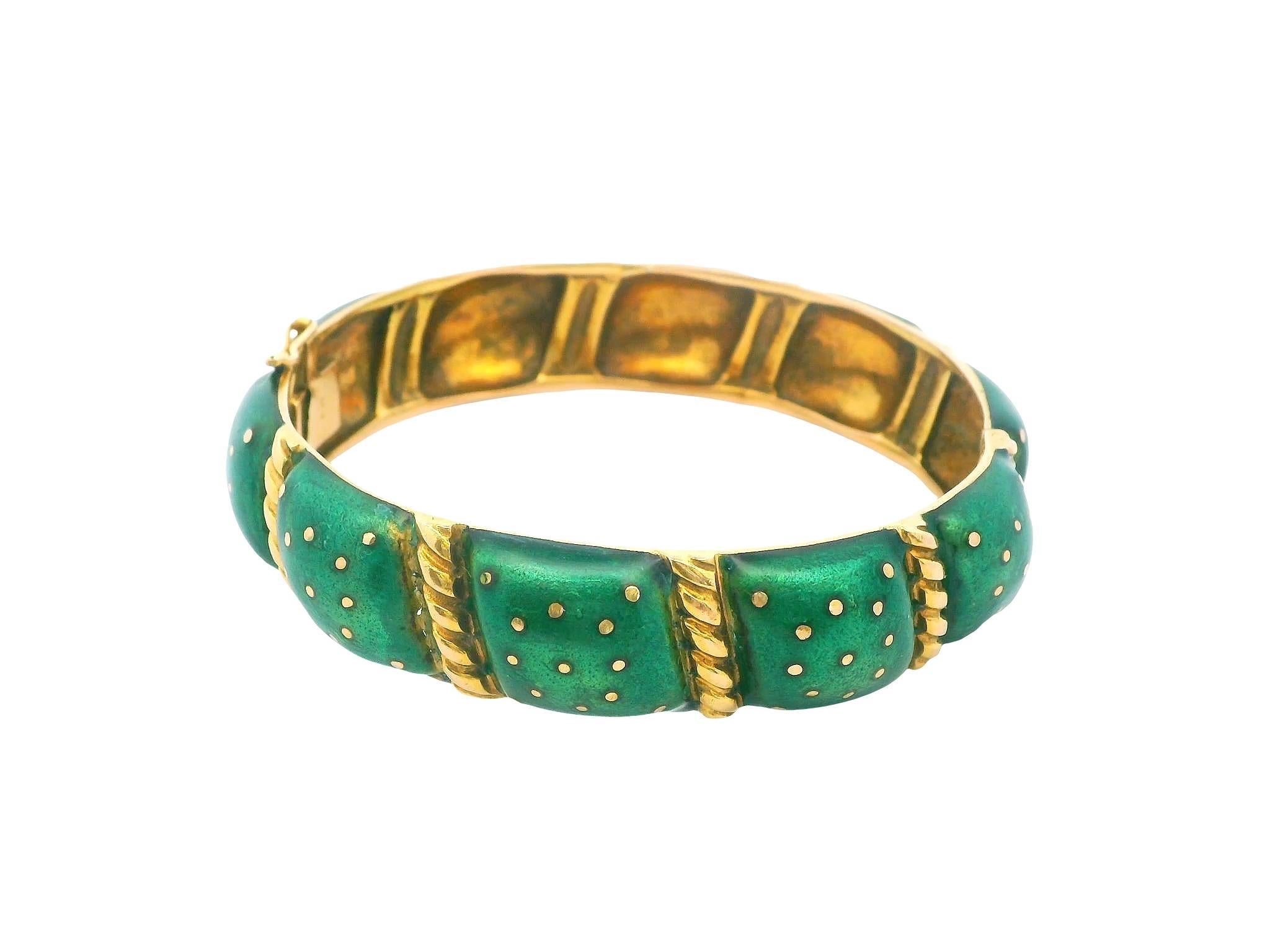 da uomo o donna Bangle 14K con smalto verde in vendita
