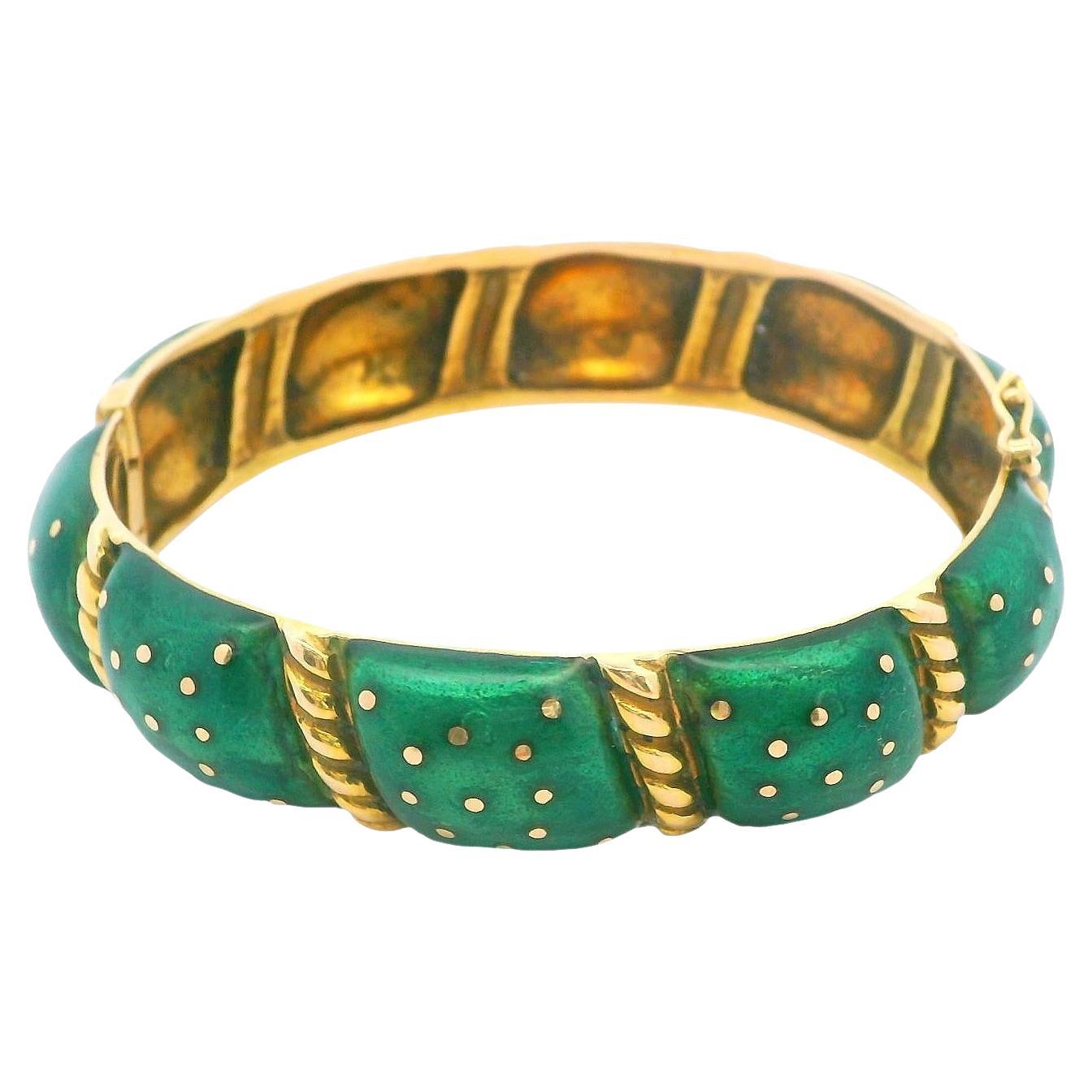 Bangle 14K con smalto verde in vendita