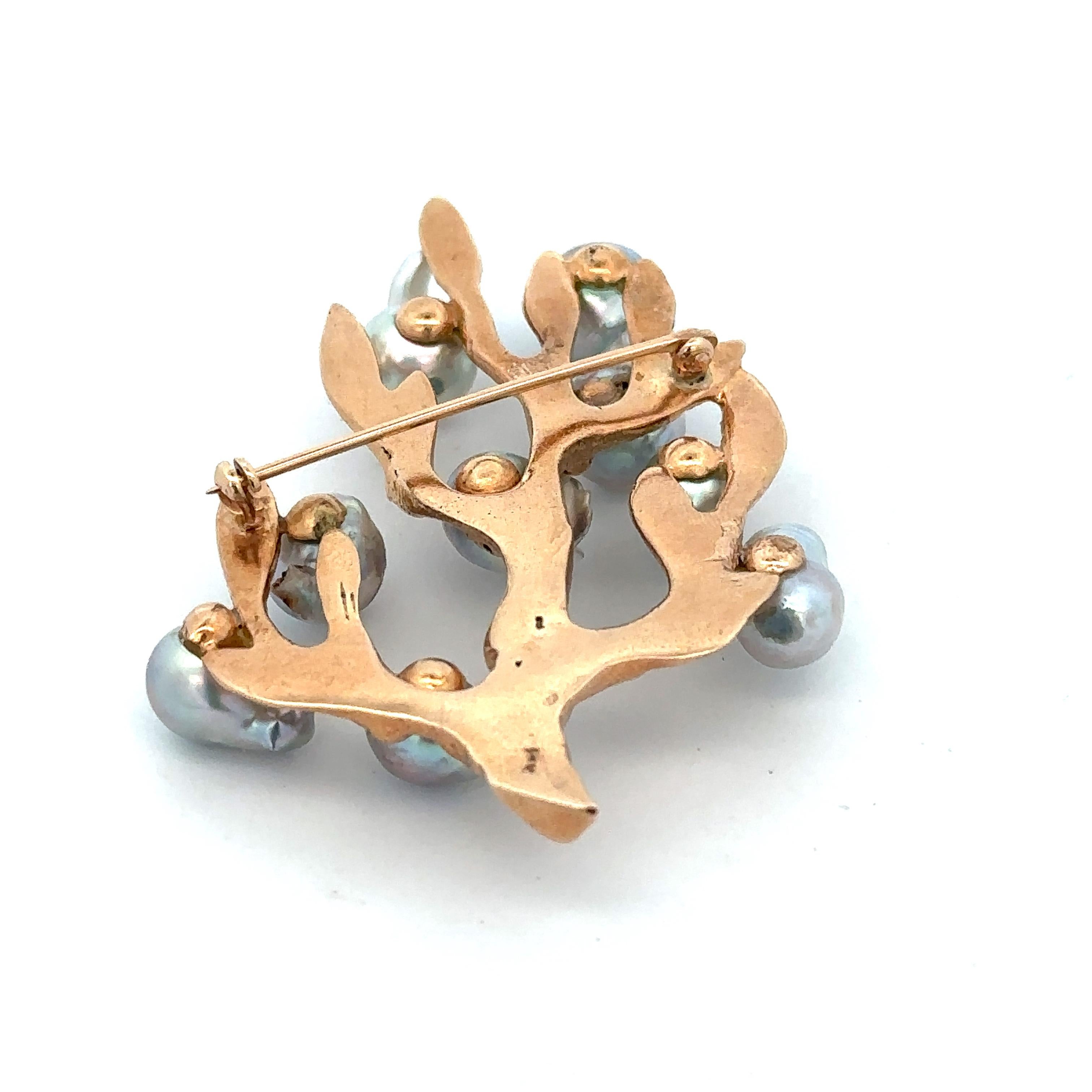 Spilla Akoya barocca 14k In condizioni buone in vendita a Austin, TX