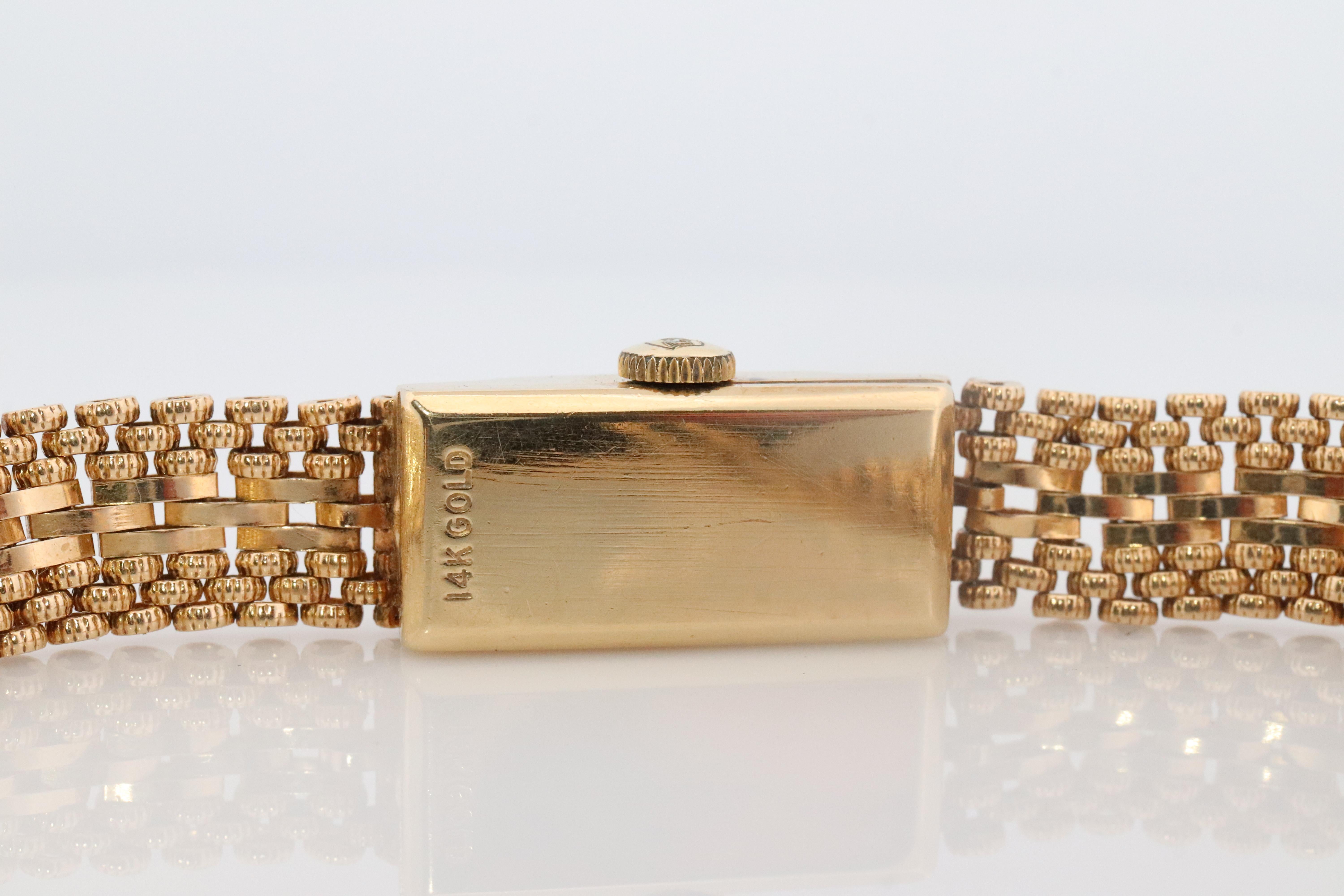 14k Baume and Mercier GENEVE Mechanical watch. 14k Panther bracelet/band. For Sale 5