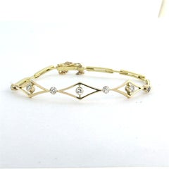 Pulsera de eslabones de oro bicolor de 14k con diamantes talla mina antigua de 1,00 ct