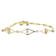 14k Bicolor Gold Link Armband mit 1,00ct Old Mine Cut Diamanten