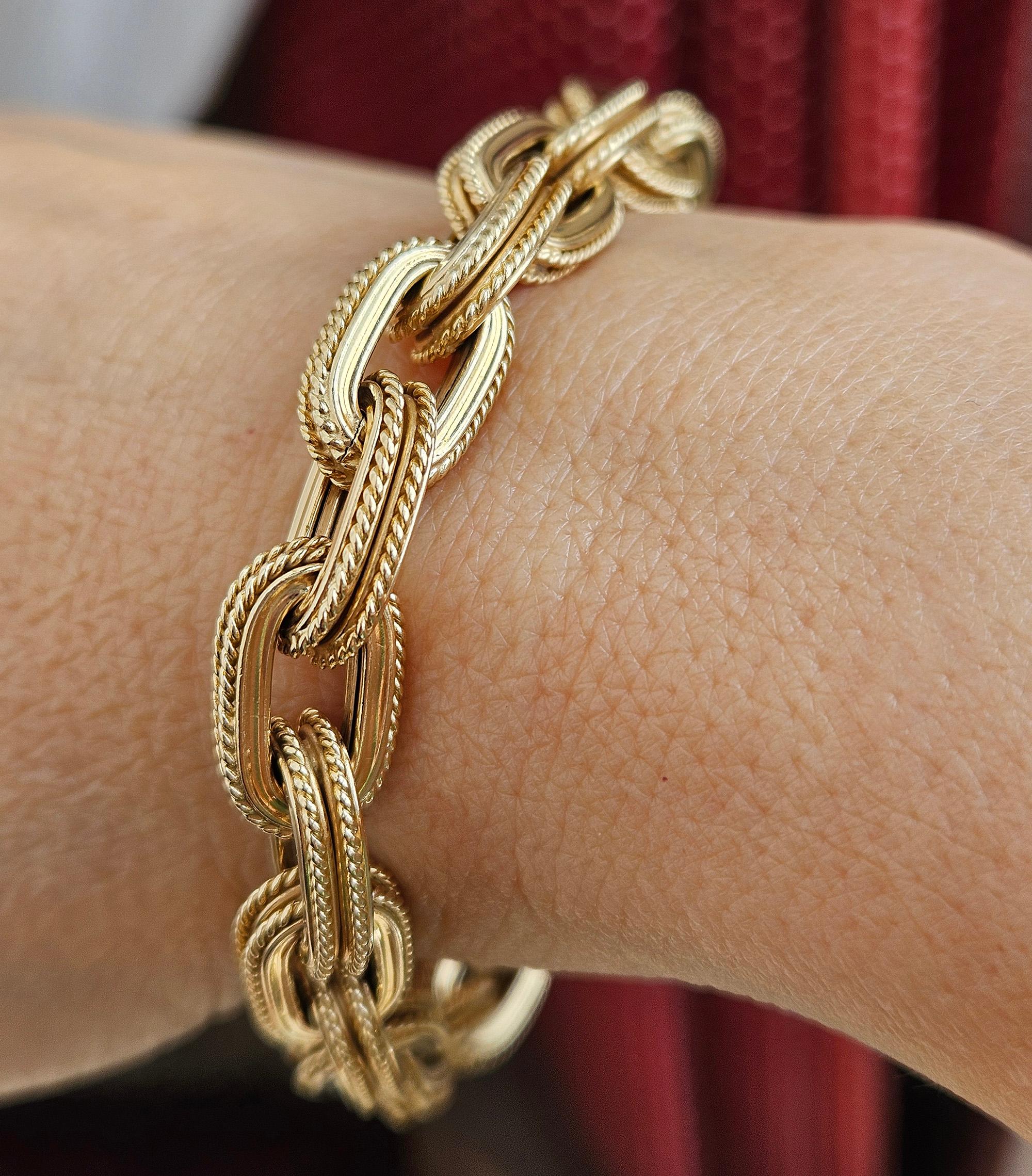 Pulsera de eslabones de oro amarillo de la época italiana 