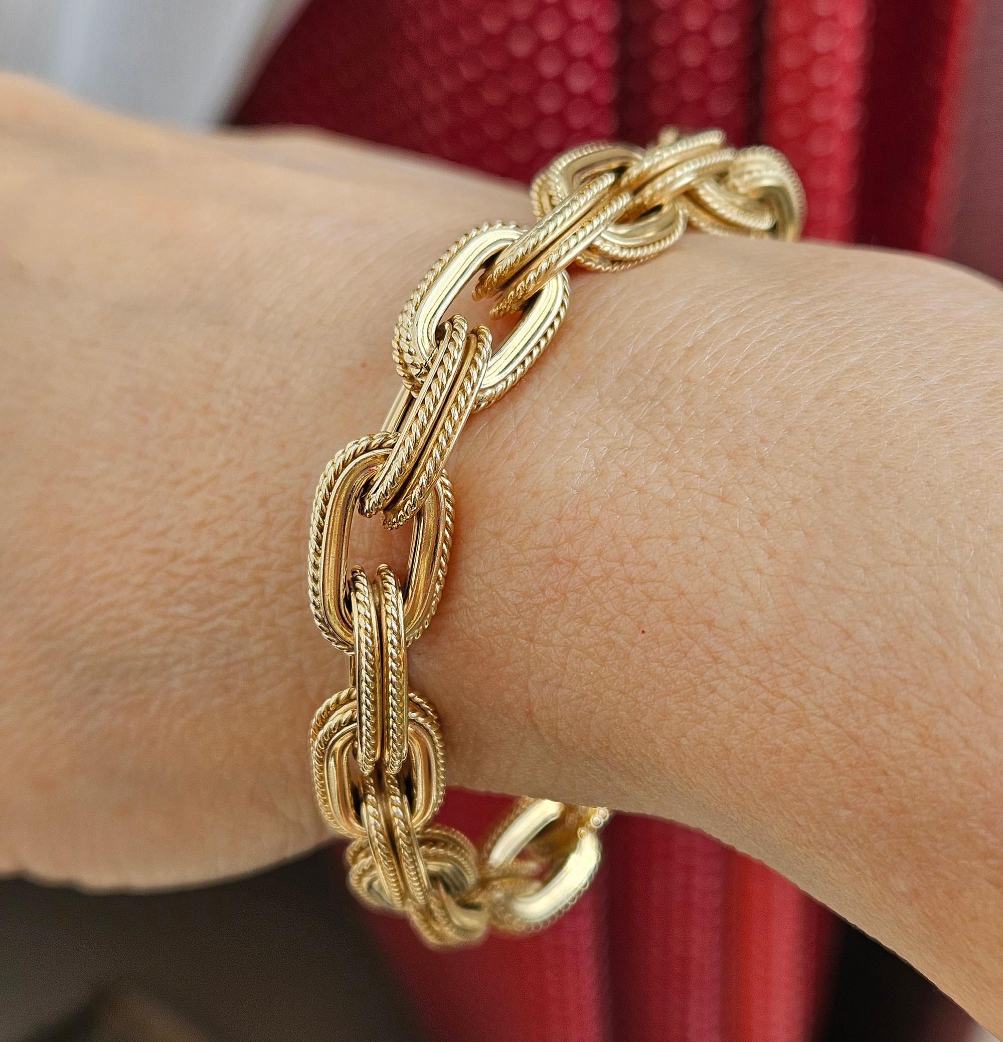 Pulsera de eslabones de oro amarillo de la época italiana 