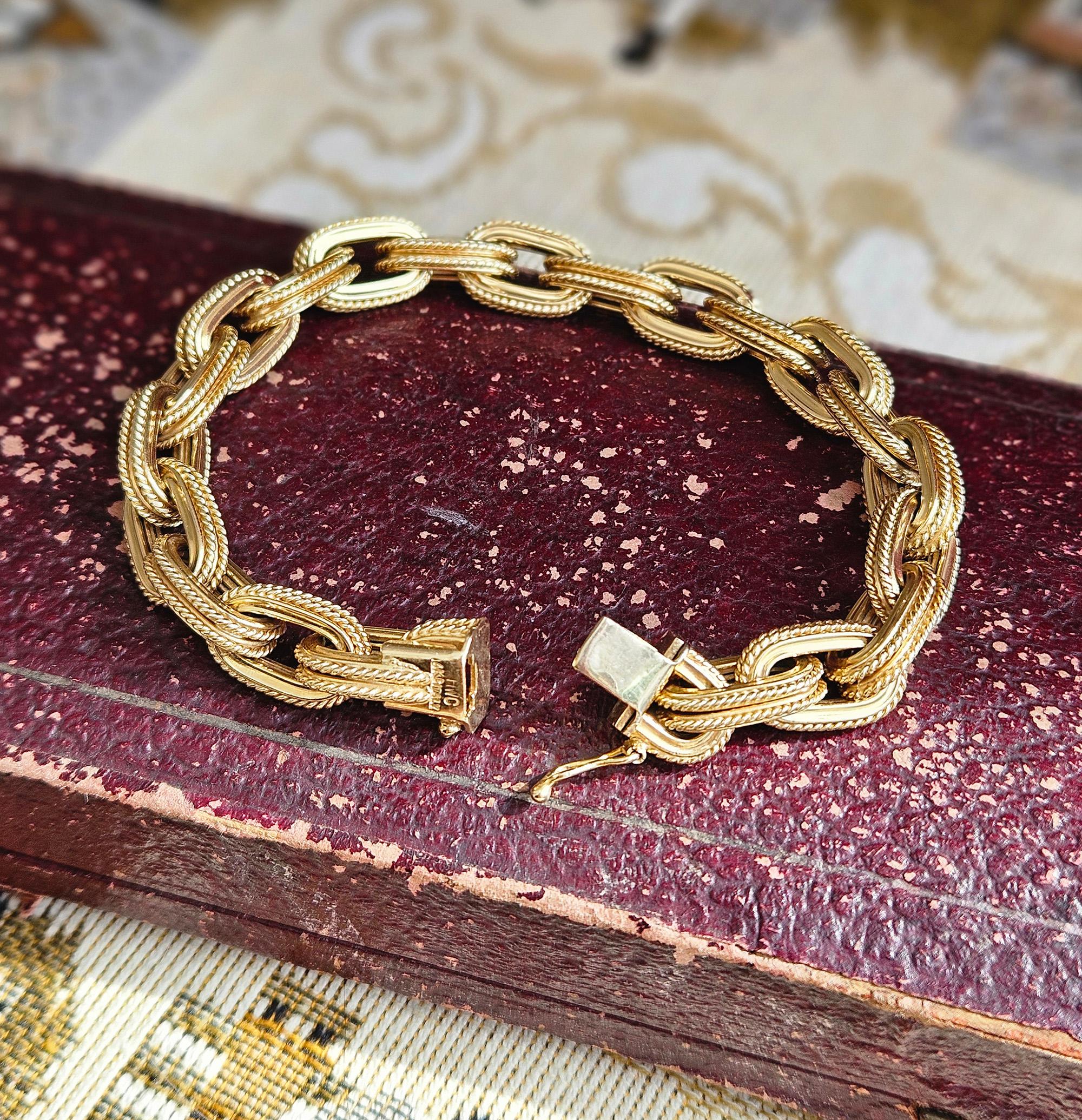 Pulsera de eslabones de oro amarillo de la época italiana 