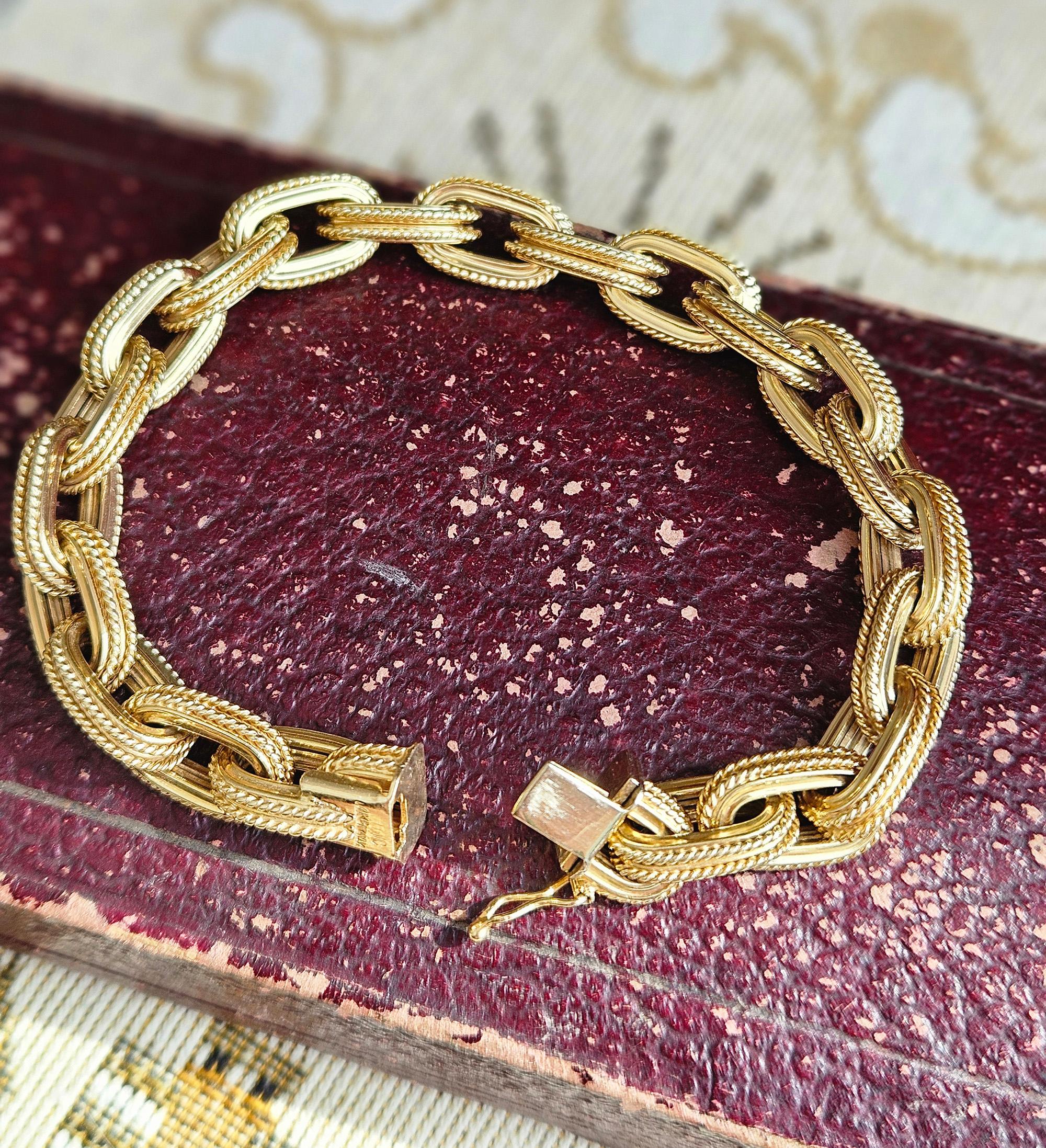 Pulsera de eslabones de oro amarillo de la época italiana 