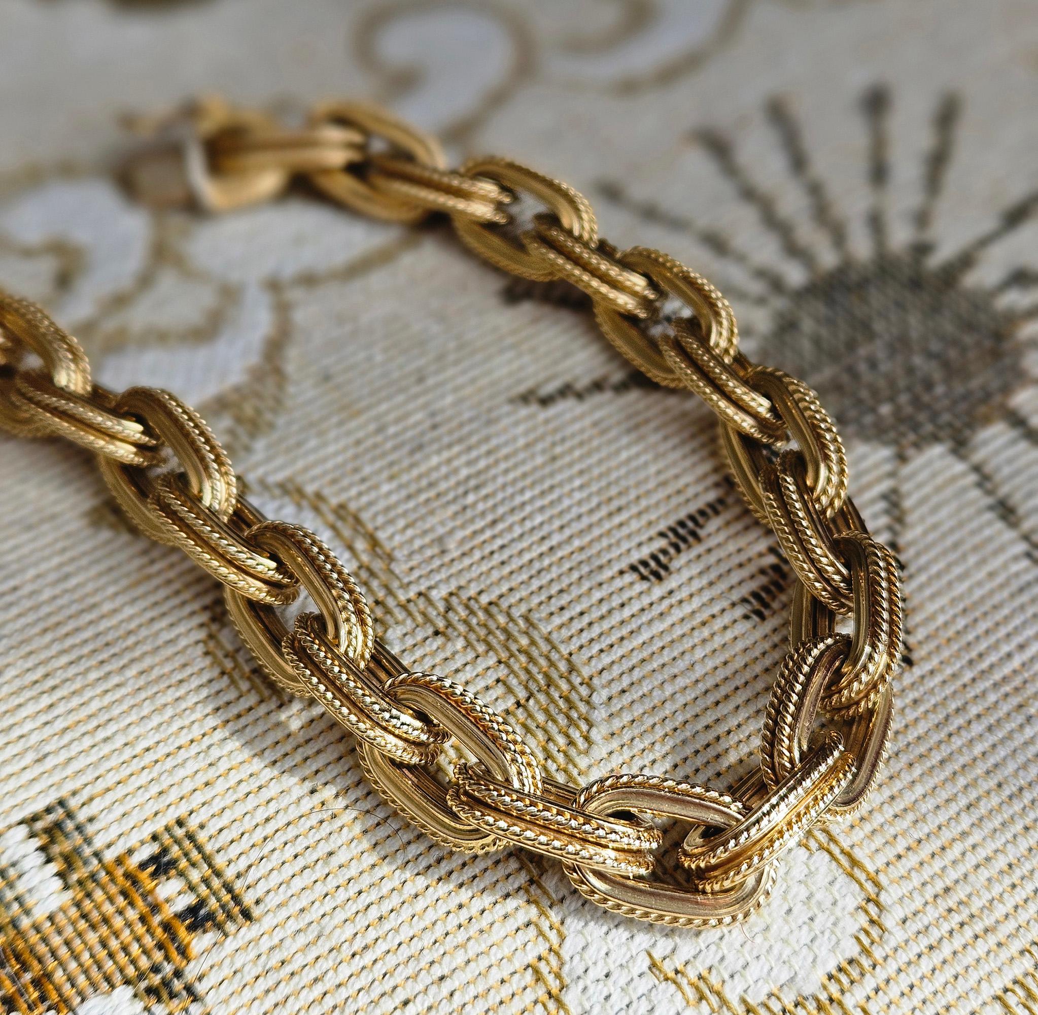Pulsera de eslabones de oro amarillo de la época italiana 