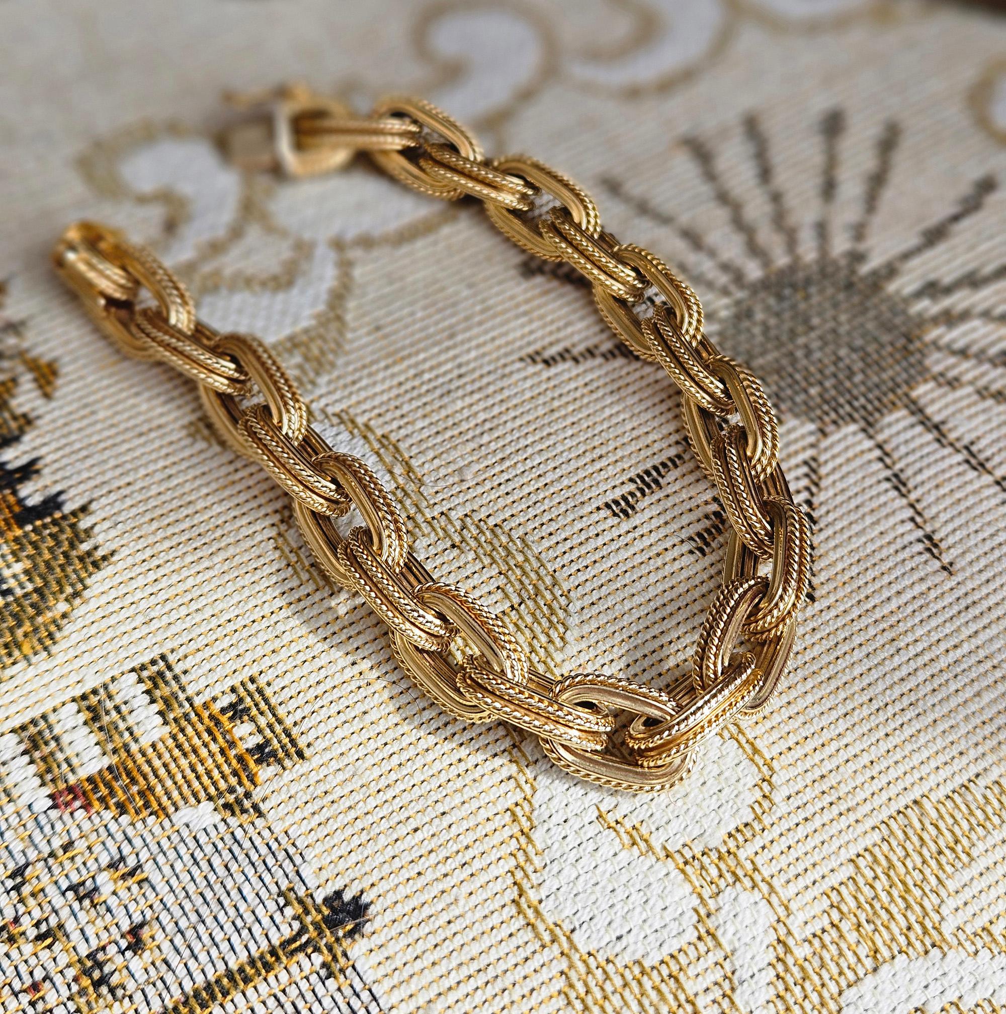 Pulsera de eslabones de oro amarillo de la época italiana 
