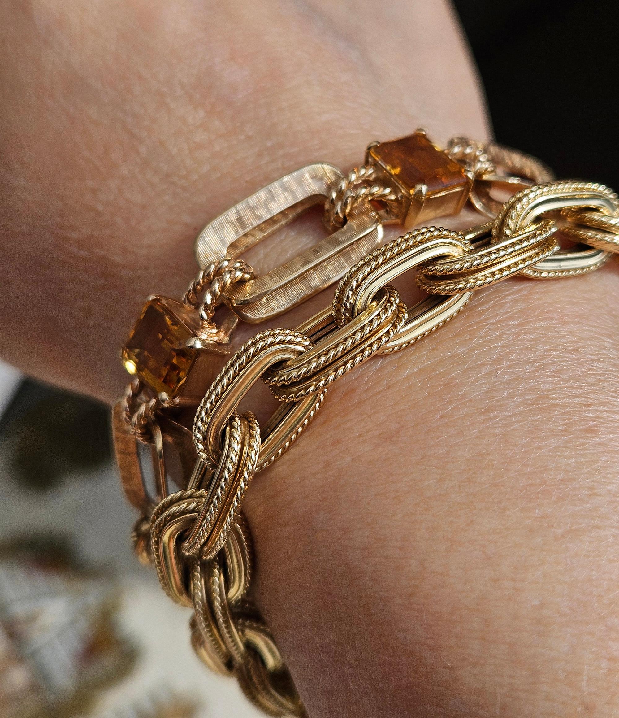 Pulsera de eslabones de oro amarillo de la época italiana 