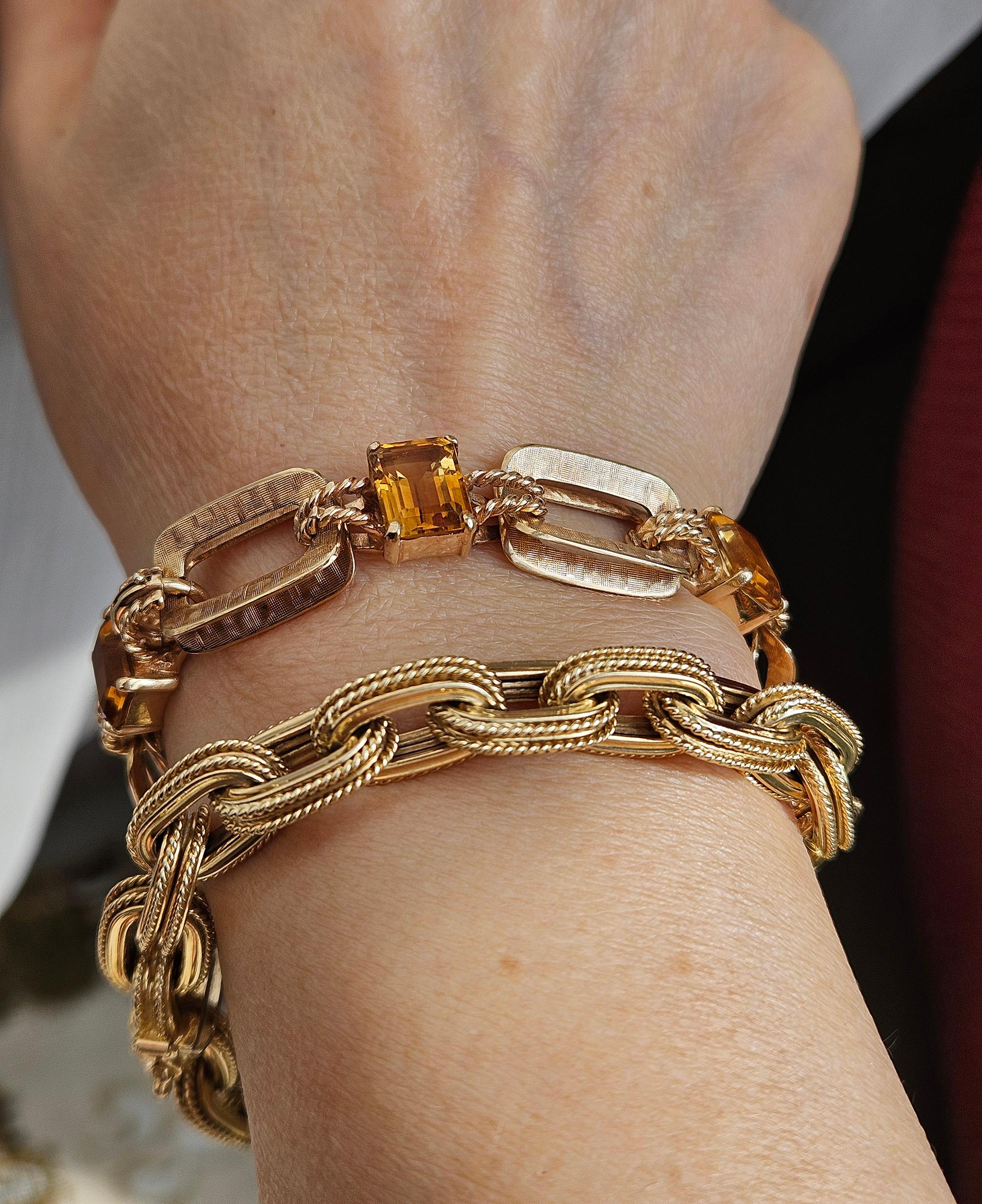 Pulsera de eslabones de oro amarillo de la época italiana 