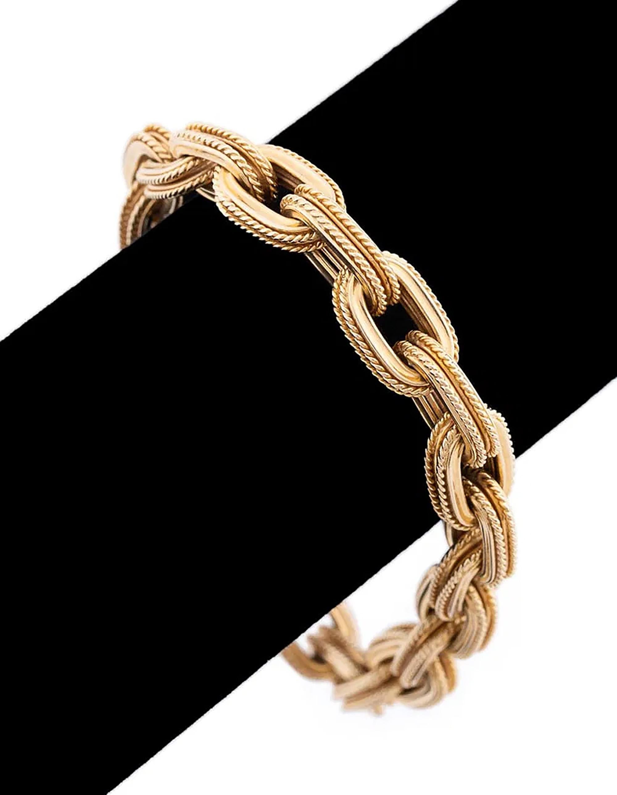 ¡Increíble pulsera de oro de 14 quilates con eslabones gruesos de la década de 1980!

Estamos en los años 80. Pelo grande. Trajes de poder. Y una pulsera de oro que dice: 