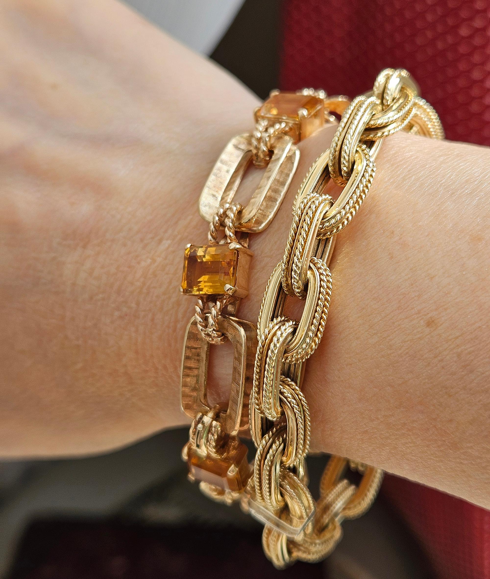 Pulsera de eslabones de oro amarillo de la época italiana 