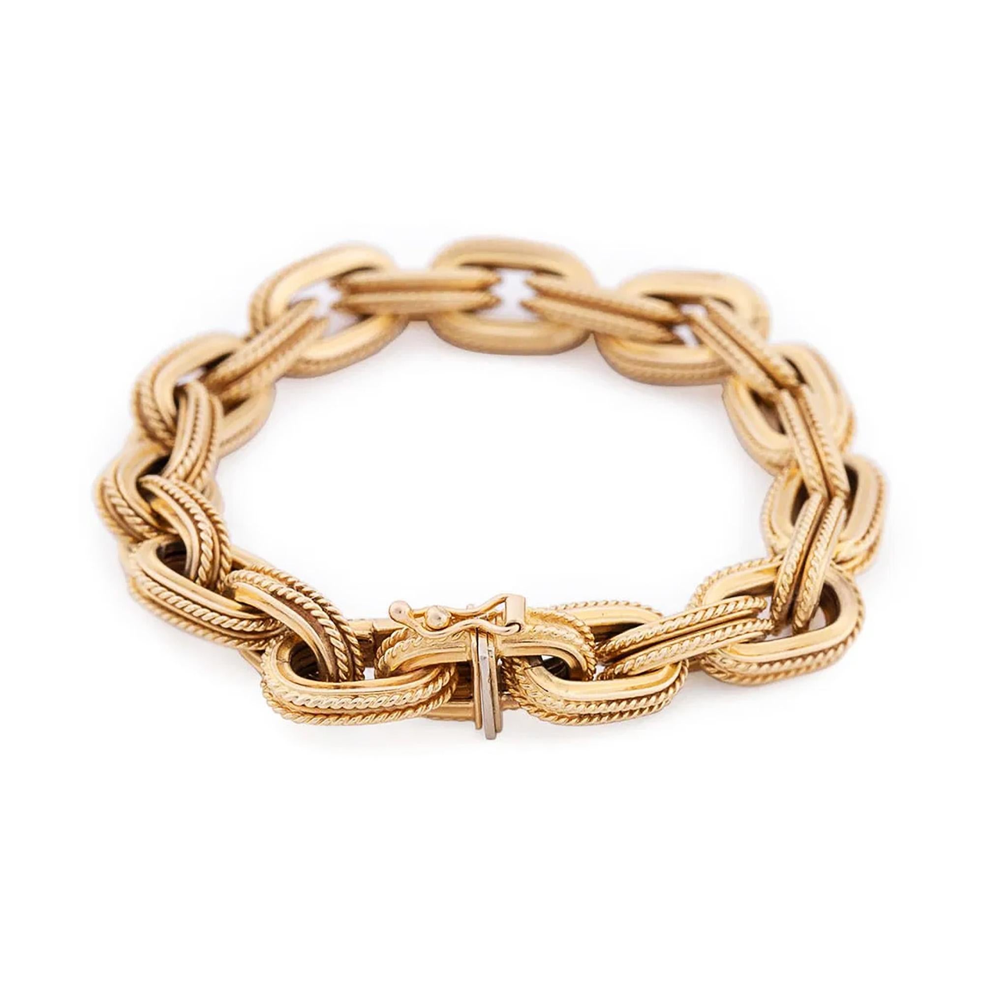 Pulsera de eslabones de oro amarillo de la época italiana 