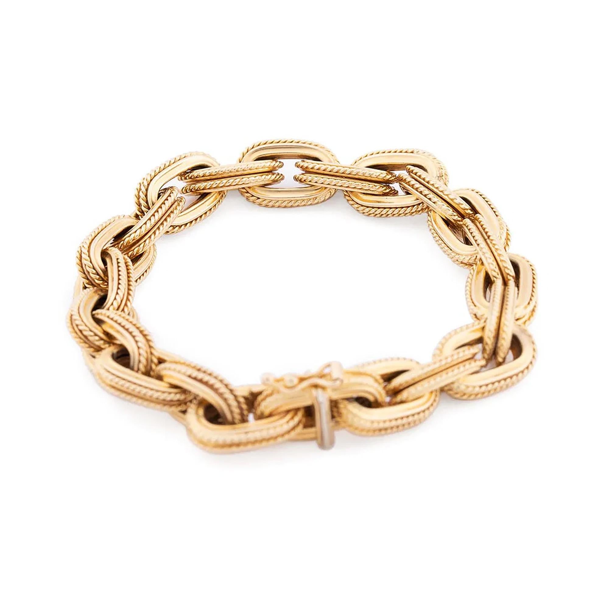Pulsera de eslabones de oro amarillo de la época italiana 