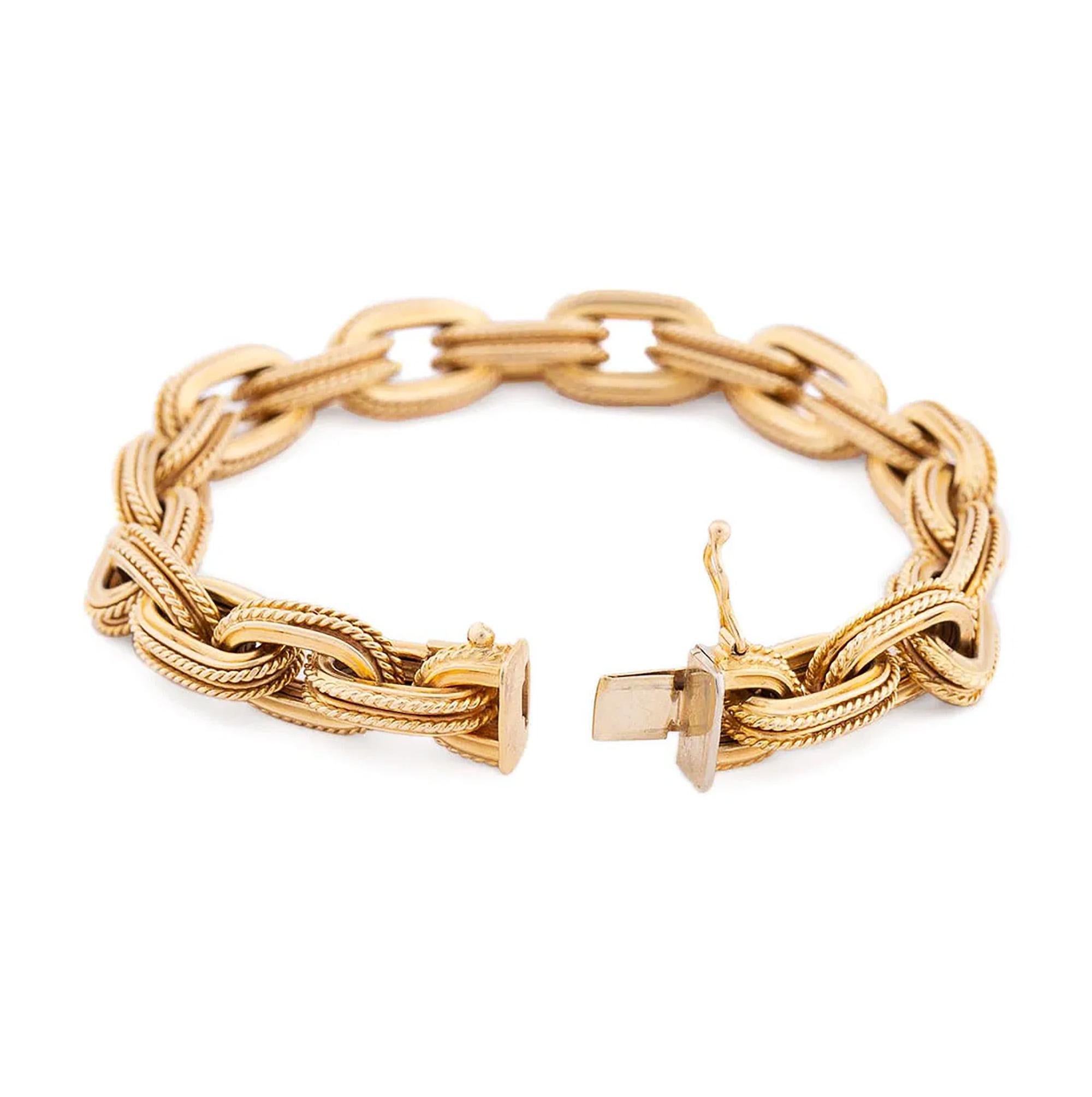 De las mujeres Pulsera de eslabones de oro amarillo de la época italiana 