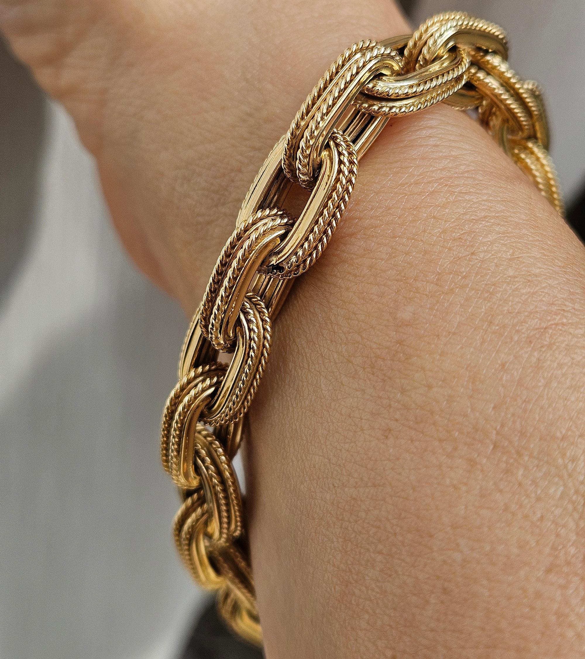 Pulsera de eslabones de oro amarillo de la época italiana 