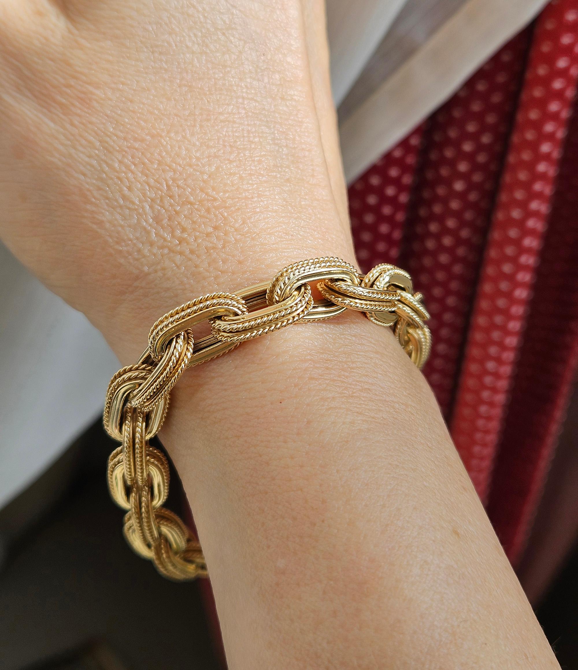 Pulsera de eslabones de oro amarillo de la época italiana 