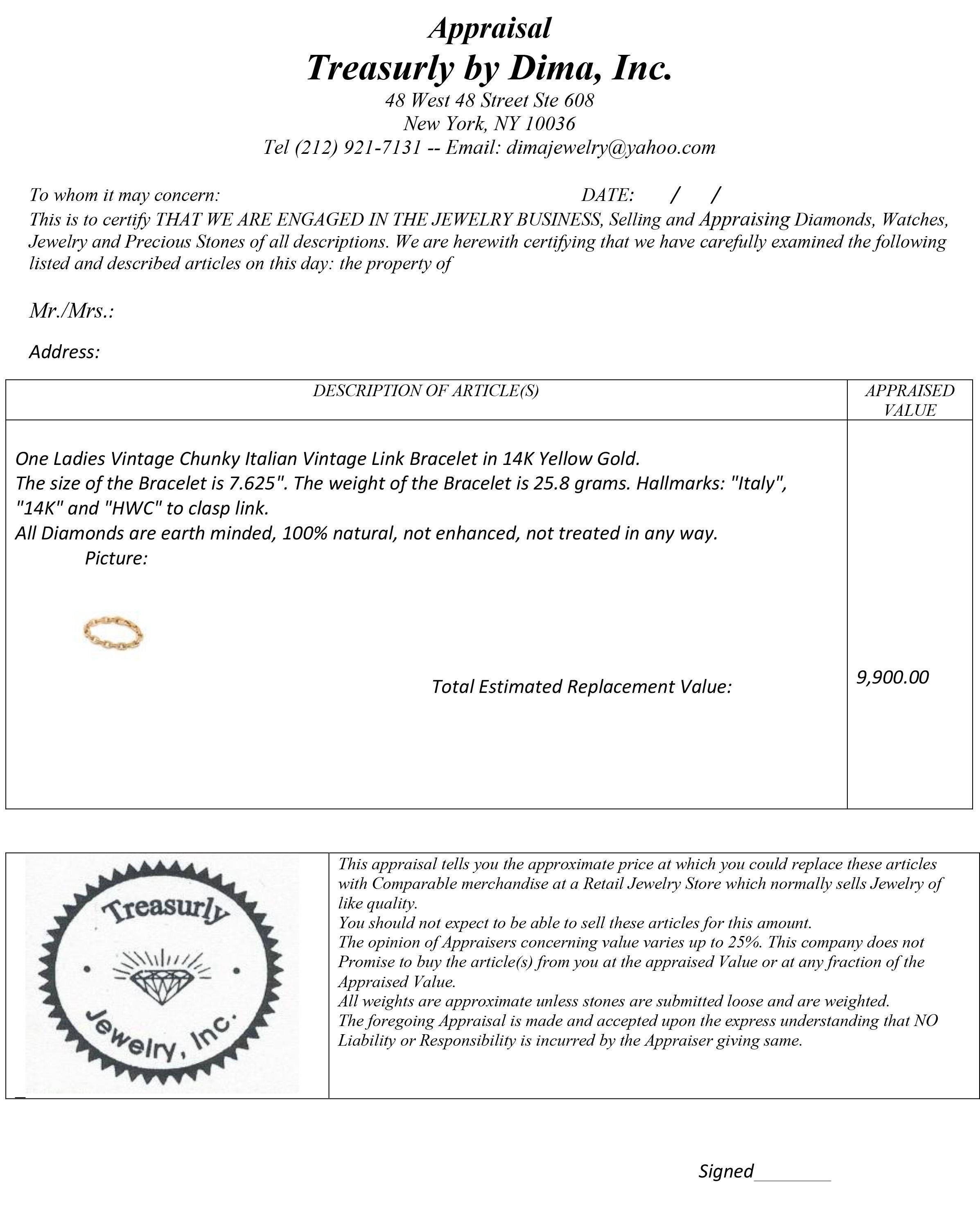 Pulsera de eslabones de oro amarillo de la época italiana 